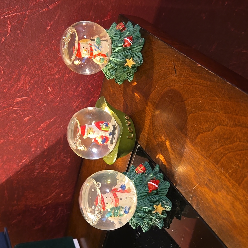 Set of 3 Mini Snow Globes - 2 Snowmen & 1 Santa